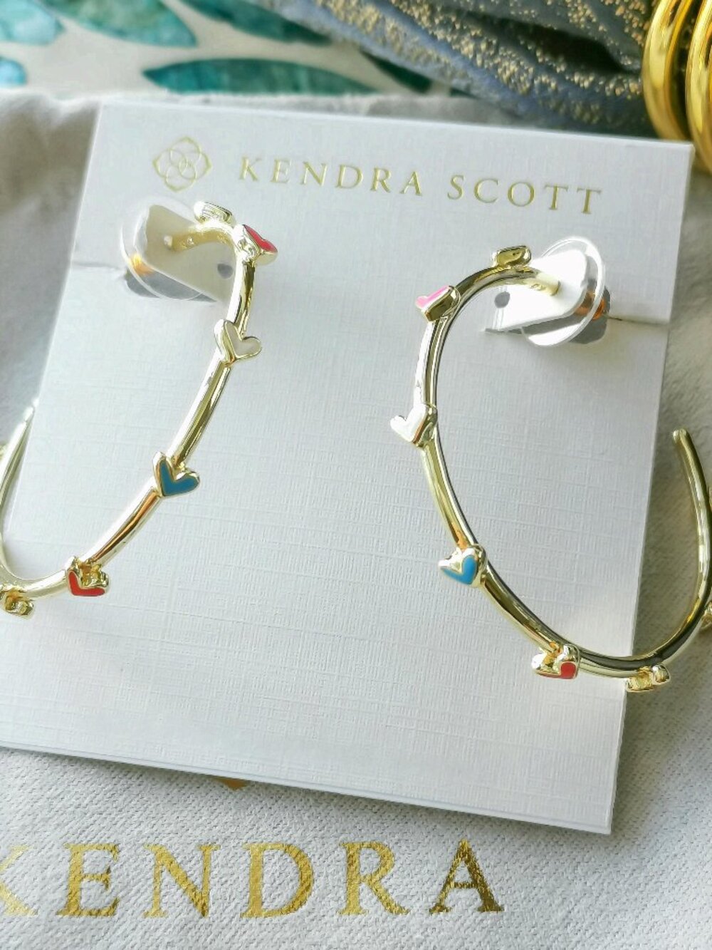 Kendra Scott Haven Heart Hoop Earrings, Multicolor, Brand New